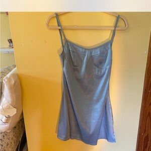 Fashion Nova Light Blue Satin Chemise